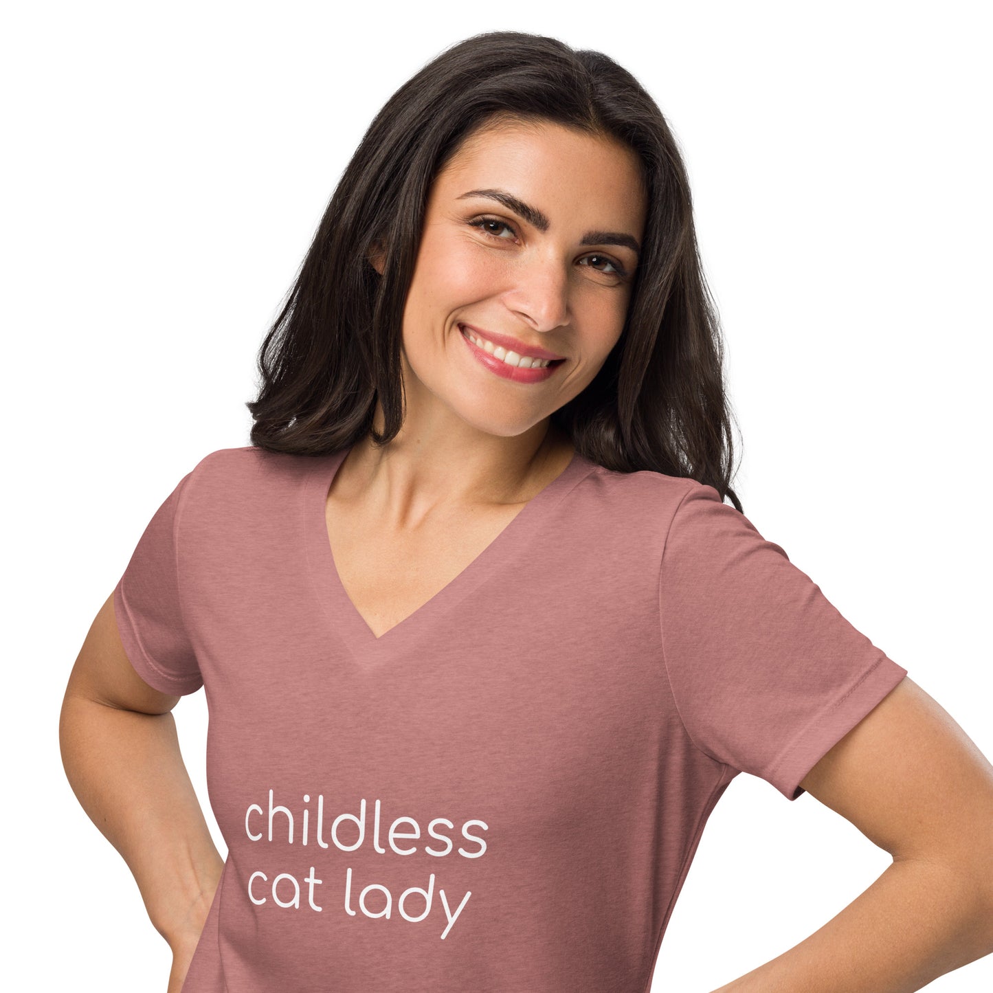 Childless Cat Lady Women’s Relaxed V-neck T-shirt