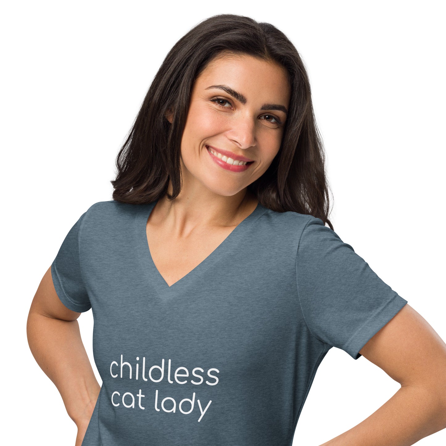 Childless Cat Lady Women’s Relaxed V-neck T-shirt